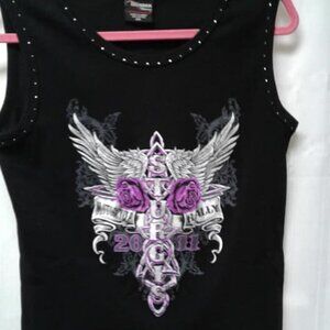 Ladies Thunder Threads 100% cotton Purple/Bling Sturgis Tank.